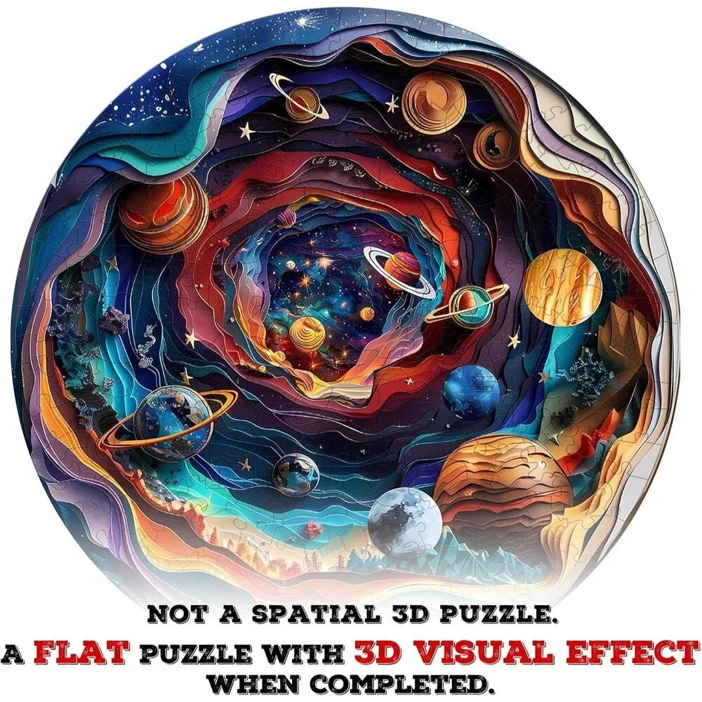 3D Wooden Jigsaw Puzzle Adults 100 Piece Universe Unique Shape Brain Teaser Toy
